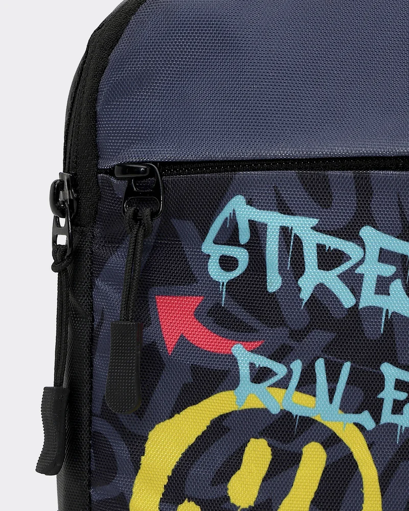 Bewakoof  Unisex Grey & Black Street Rules Printed Sling Bag  | Best Price UAE